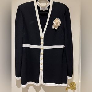 Beautiful St. John Sweater Jacket with White Edging Button Front
